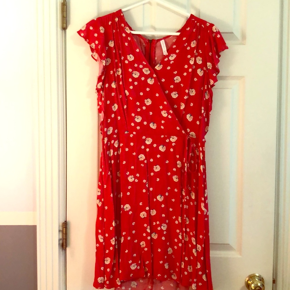 Red floral dress